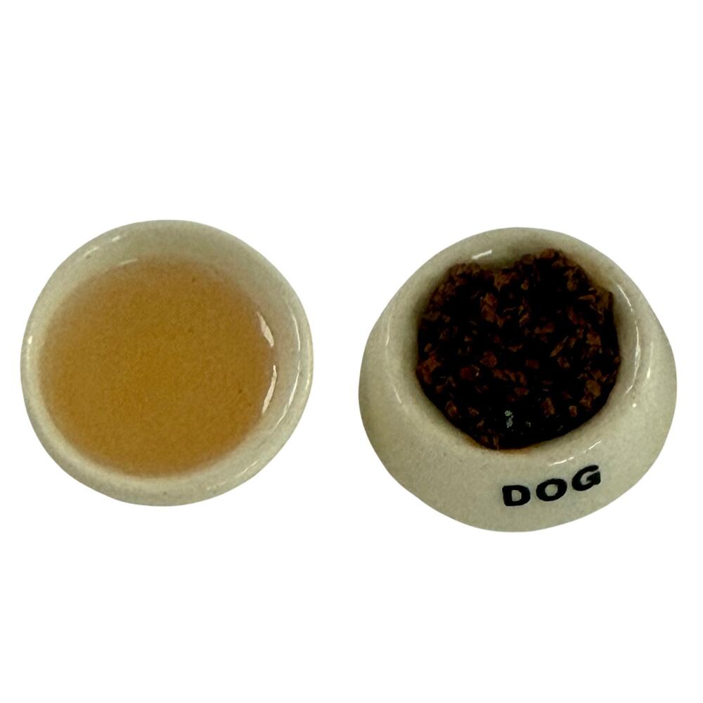 Dollhouse miniature dog food and water set